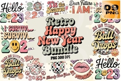 Disco Dreams &amp; Midnight Cheers Retro New Year Quote PNG Pack Product Image 1
