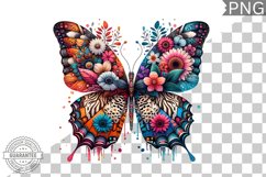 Vibrant Floral Butterfly Sublimation - Clipart PNG Design Product Image 1
