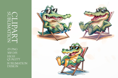 Grumpy Crocodile watercolor clipart sublimation Product Image 1