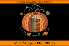 Book Pumpkin Fall Reading Sublimation PNG Product Image 1