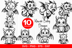 Kawaii Baby Dragon Clipart SVG PNG Product Image 1