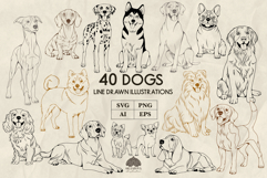Dogs line art collection Svg Png Eps Product Image 1