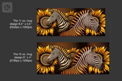 Sunflower zebra mug PNG sublimation. 11 & 15 oz mug wrap PNG Product Image 2