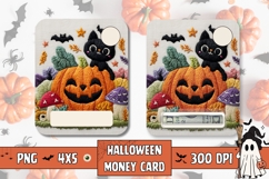 Halloween Black Cat Money Card Printable, Knitted Money Card Product Image 1