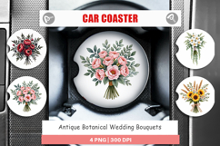 Botanical Wedding Bouquets Car Coaster Product Image 1