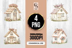 Rose Garden Cottage House Clipart Sublimation PNG Product Image 1