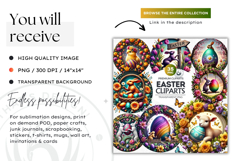 Round Easter clipart, Easter bunny, Easter egg sublimation Product Image 2