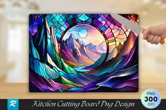 Cave Mountains Stained Glass Cutting Board PNG Design Product Image 1