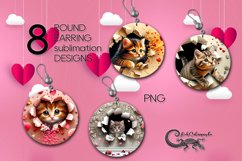 Valentine cat &amp; unicorn | Sublimation round earring design Product Image 1