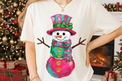 Preppy Brushstroke Snowman Png, Snowman Sublimation Png. Product Image 2
