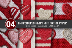 Embroidered Heart Knit Digital Paper Product Image 1