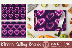 Pink Neon Hearts Cutting Boards sublimation Designs Product Image 1
