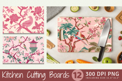 Pink Chinoiserie Cutting Boards sublimation Design Product Image 1