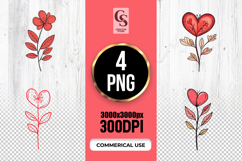 Heart Shaped Flower Illustrations Clipart Sublimation PNG Product Image 1