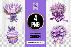 Lavender Floral Bouquet Clipart Sublimation PNG Product Image 1