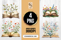 Open Book Floral Clipart Sublimation PNG Product Image 1