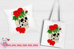 Skull with Roses Svg, Layered Svg, Sugar Skull Svg Product Image 4