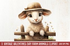 Vintage Valentines Farm Animals Clipart, Valentines Couple Product Image 1