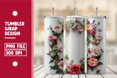 Add Your Name Tumbler, Floral Frame Tumbler Wrap Product Image 1