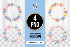 Pastel Daisy Floral Wreath PNG Set Product Image 1