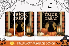 Trick Or Treat Halloween Tumbler, Halloween Cat Tumbler Wrap Product Image 1