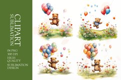 Watercolor playful bear sublimation clipart png Product Image 1