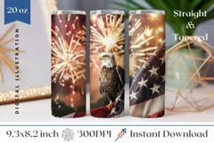 Patriotic Tumbler Wrap, Bald Eagle Tumbler Sublimation Product Image 1