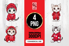 Cute Kitten in Red Outfit Clipart Sublimation PNG Product Image 1