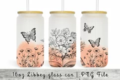 Butterfly Flowers Watercolor 16 oz Tumbler Wrap Product Image 1