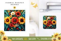 Floral Magnet Sublimation, Sunflowers Magnet Design Product Image 1