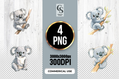 Watercolor Cute Koala Clipart Sublimation PNG Product Image 1