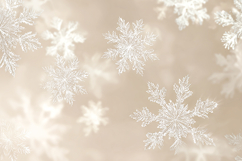 A delicate pattern of white snowflakes on a soft beige Product Image 1