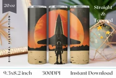 Space Tumbler Wrap Design, Retro Astronaut Tumbler Design Product Image 1