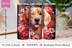 Valentine Retriever Dog Tumbler Design, Dog Tumbler Wrap Product Image 1