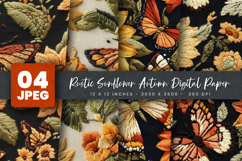 Rustic Sunflower Autumn Digital Paper Product Image 1