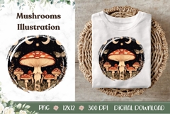 Celestial Forest Illustration PNG, Cartoon Mushrooms PNG Product Image 1