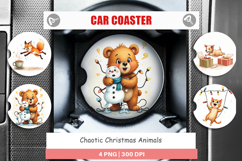 Car Coaster Chaotic Christmas Animals Product Image 1