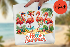 Hello Summer Flamingo PNG, Tropical Beach Sublimation Design Product Image 1