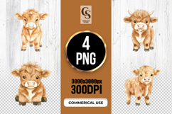 Cute Baby Highland Cow Clipart Sublimation PNG Product Image 1
