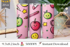 Cartoon School Tumbler Wrap, Back to School Print Product Image 1