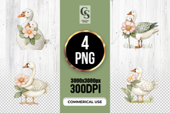 Watercolor Goose and Gosling Clipart Sublimation PNG Product Image 1