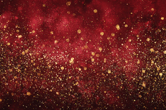 A vibrant red background with gold glitter and sparkles Product Image 1