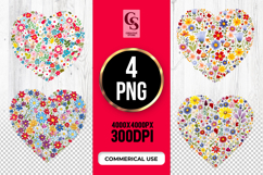 Floral Heart Pattern Clipart Sublimation PNG Product Image 1