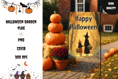 Cartoon Witches Garden Flag, Happy Halloween Garden Flag Product Image 1