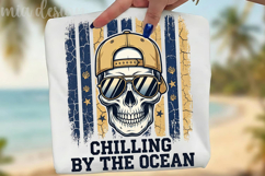 Cool Skull Summer PNG Chilling By The Ocean Sublimation Product Image 1