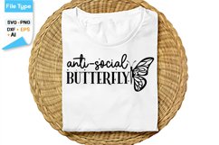 Anti-social Butterfly SVG Cut File | Sassy SVG Design Product Image 1