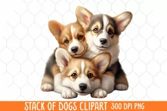 Stack Of Dogs Sublimation Clipart, Cute Puppy Clipart Product Image 1