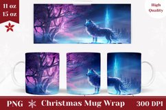 Magic Winter Mug Sublimation PNG, Winter Wolf Mug Design Product Image 1