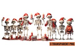 Watercolor Christmas skeleton Sublimation Clipart PNG , Product Image 1