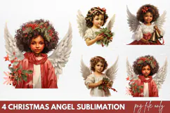 Christmas Angel Sublimation Clipart PNG Product Image 1